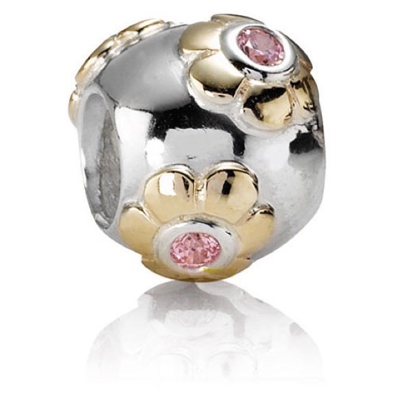 Pandora Jewelry - Pandora Raised Flowers 14k Pink CZ Charm Retired